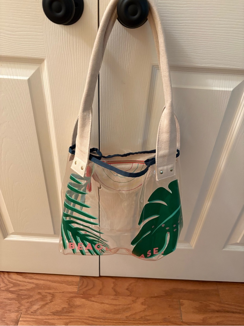 Clear Tropical Leaf Tote Bag with Canvas Straps